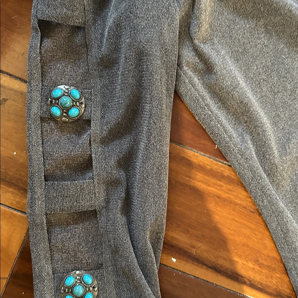 Joseph Ribkoff Gray Skirt Set with Turquoise-Accent Belt - Picture 8 of 8